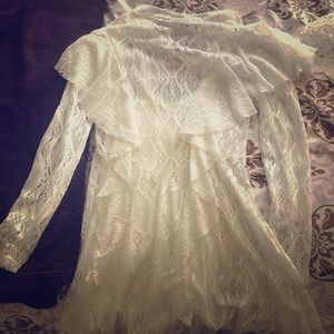 XS White Lacey Free People Dress, vintage style